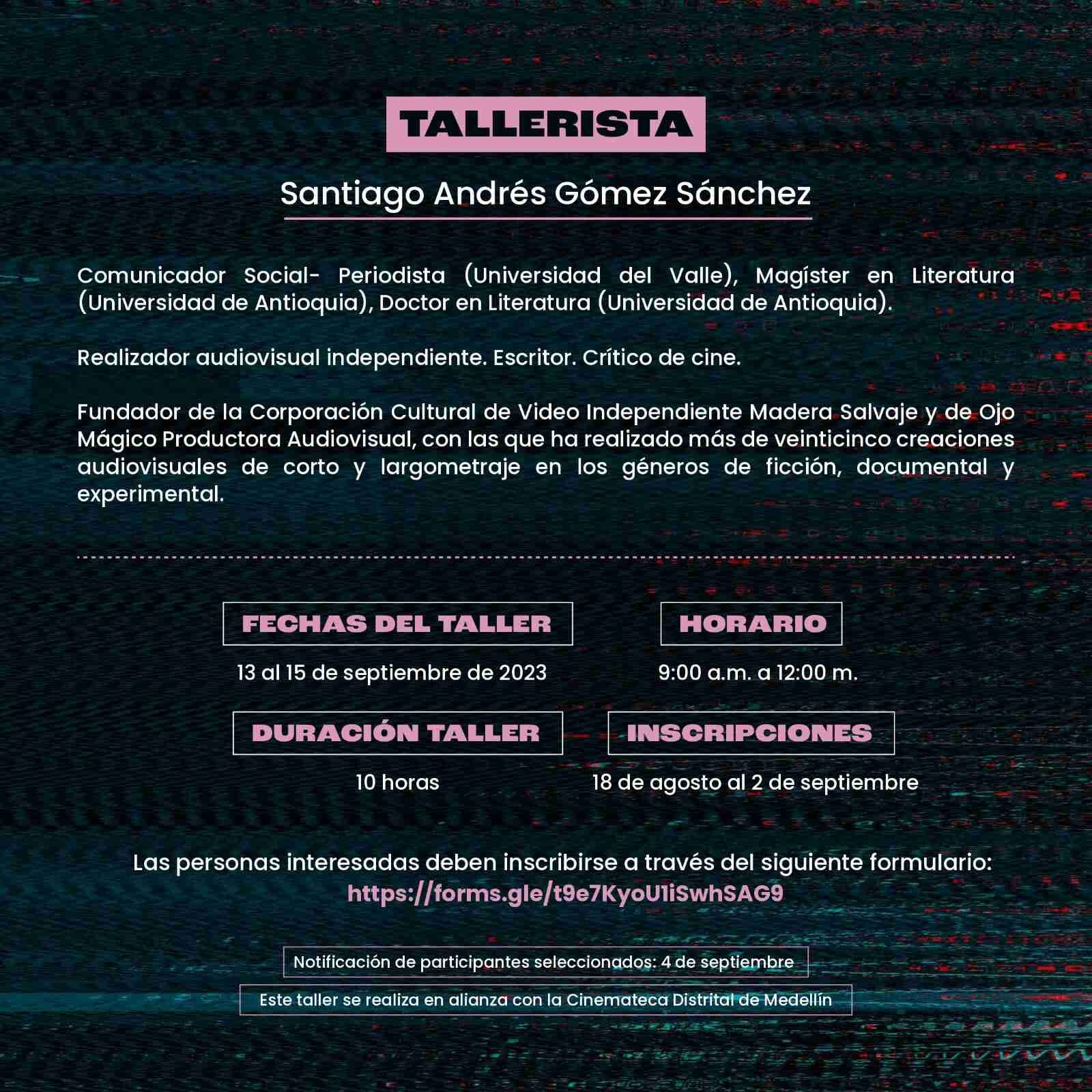 Inscríbete en el Taller de apropiación cinematográfica