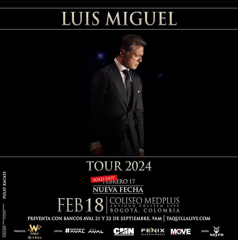 Luis Miguel anuncia segunda fecha en Colombia