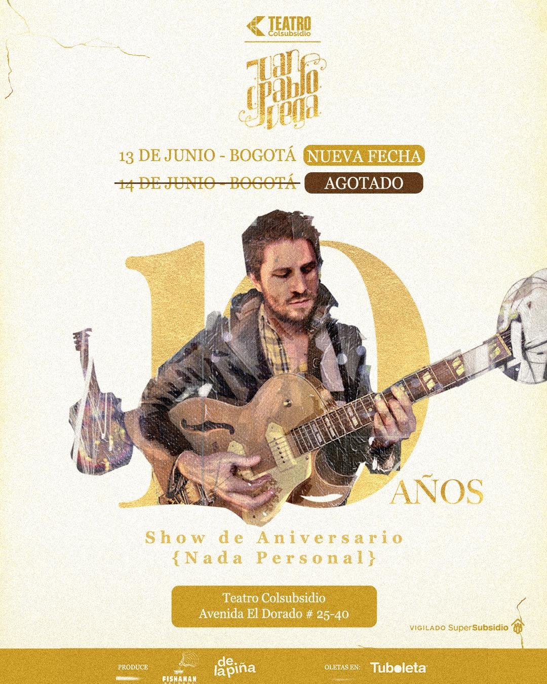Juan Pablo Vega celebra 10 años de «Nada Personal»