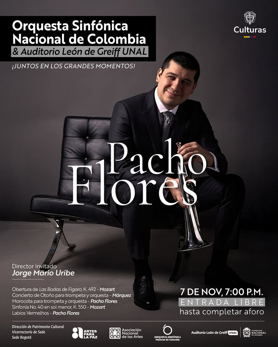 La trompeta de Pacho Flores resuena junto a la Sinfónica Nacional de Colombia