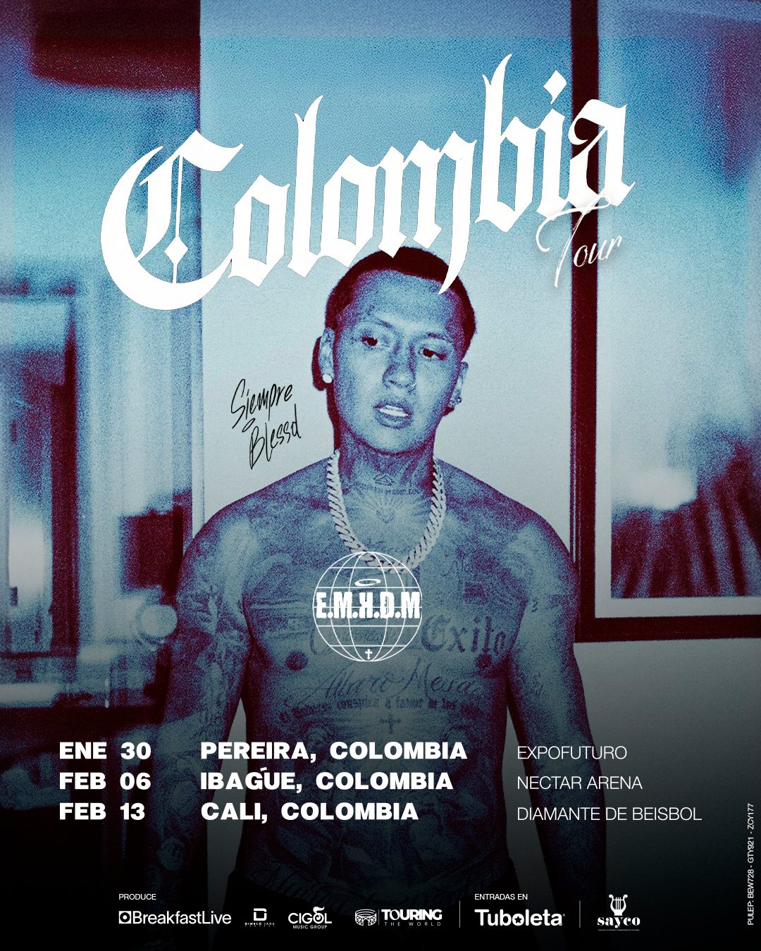 Blessd suma Pereira, Cali e Ibagué a su gira “El mejor hombre del mundo”