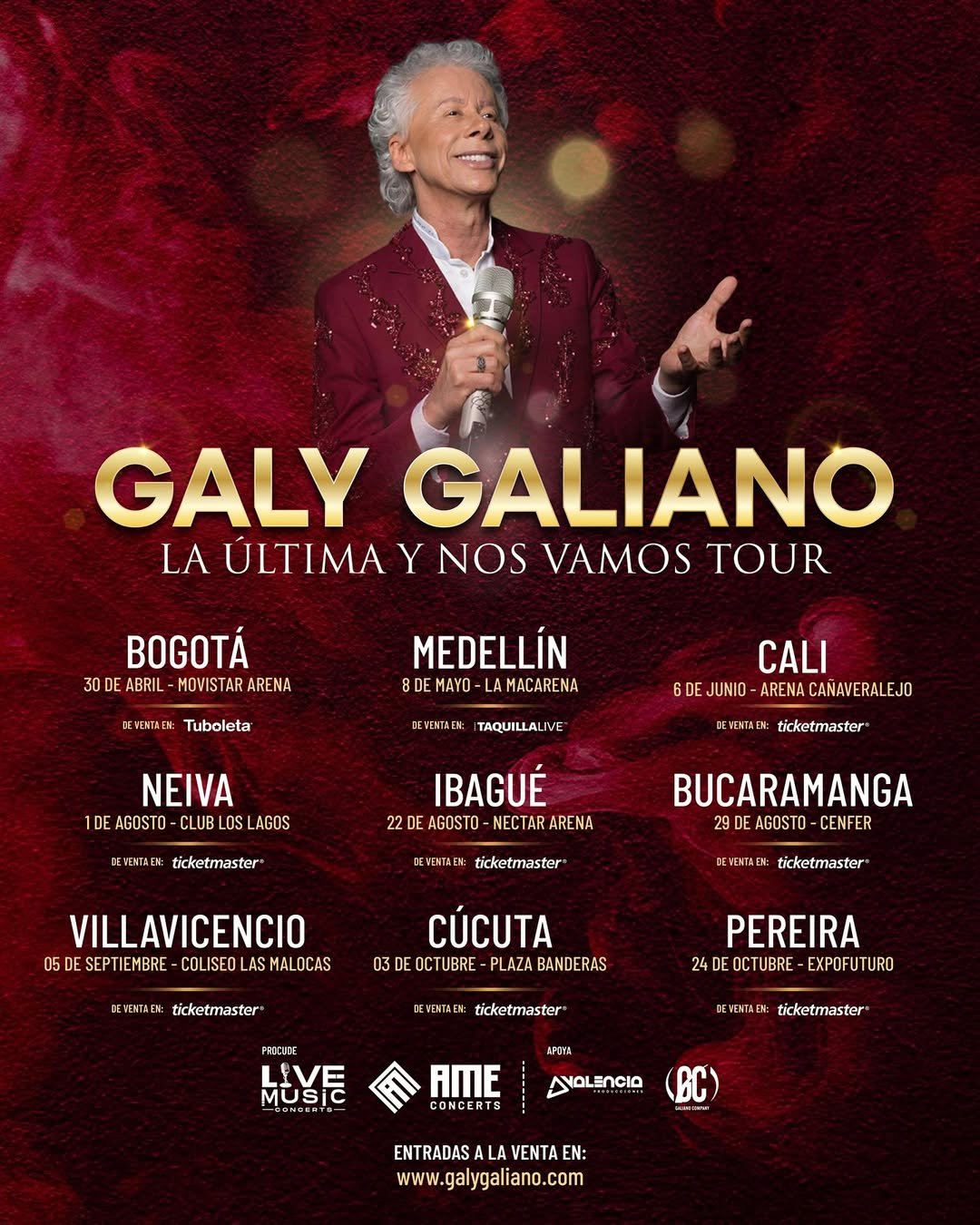 “La última y nos vamos”: el tour con el que Galy Galiano cierra su carrera en vivo