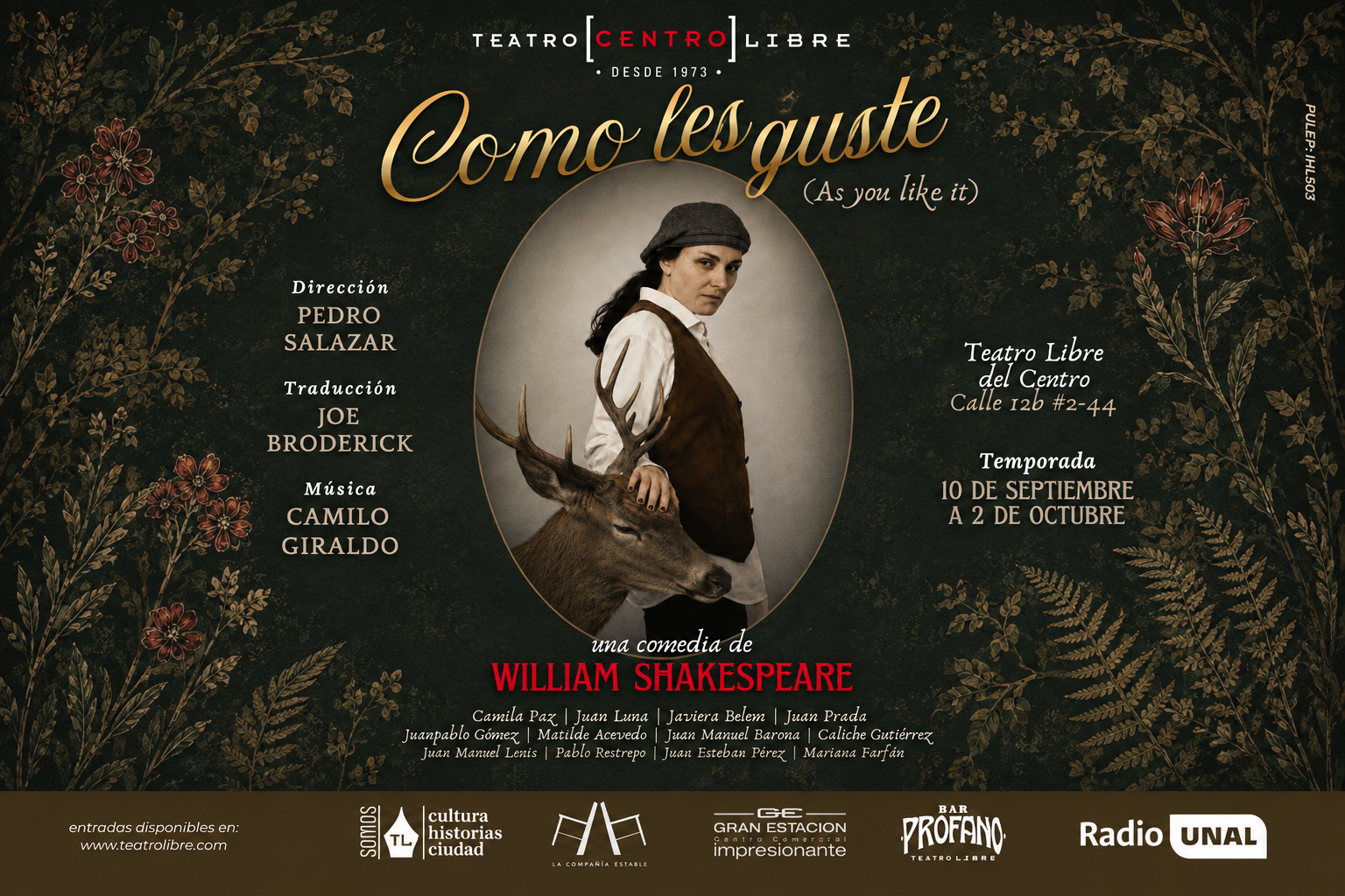 La Compañía Estable y el Teatro Libre traen el universo de Shakespeare a Bogotá con “Como les guste”