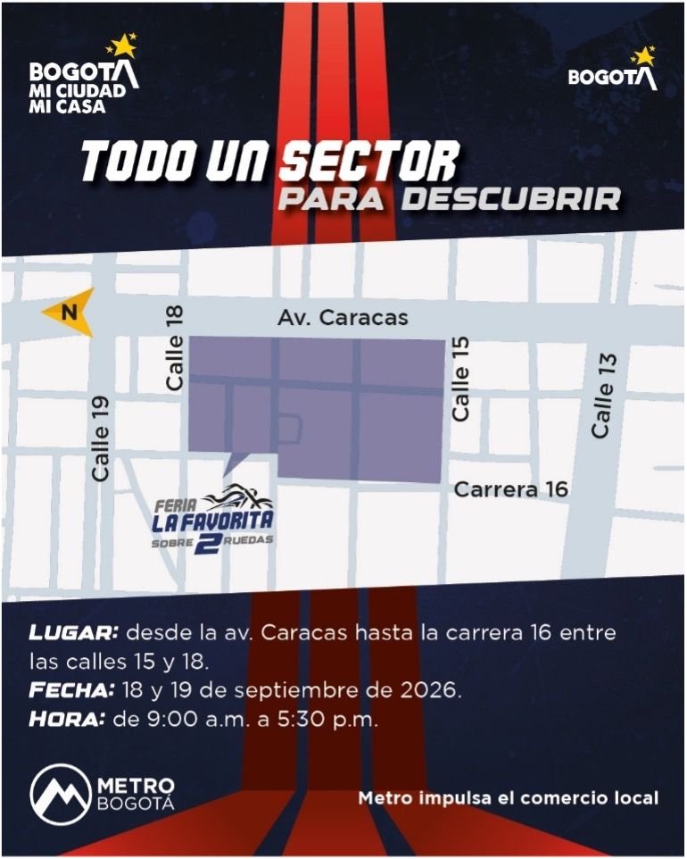 “La Favorita Sobre Dos Ruedas” llega al centro de Bogotá este 18 y 19 de septiembre